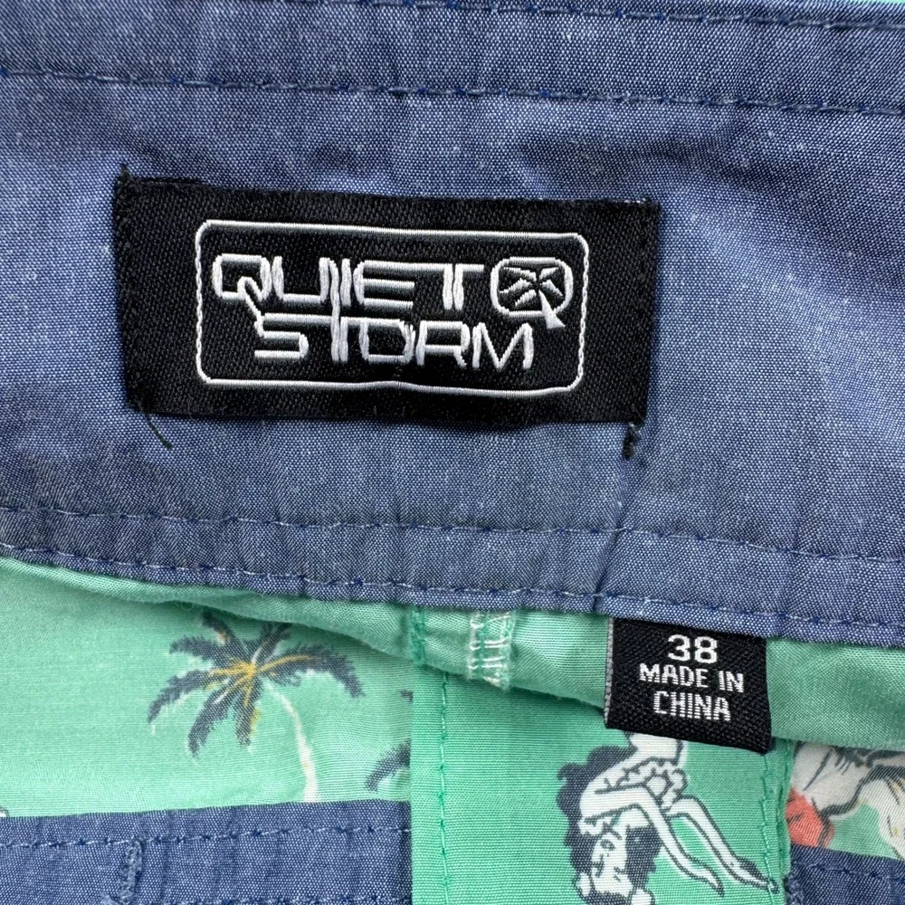 Quiet Storm Mens Board Shorts Hawaiian Tropical Hula Girl Green‎ 38 Swim Trunks